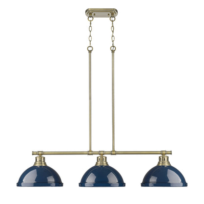 Yep by Golden Lighting Duncan 3-light Island Light in Aged Brass and Navy Blue shade - - Golden Lighting