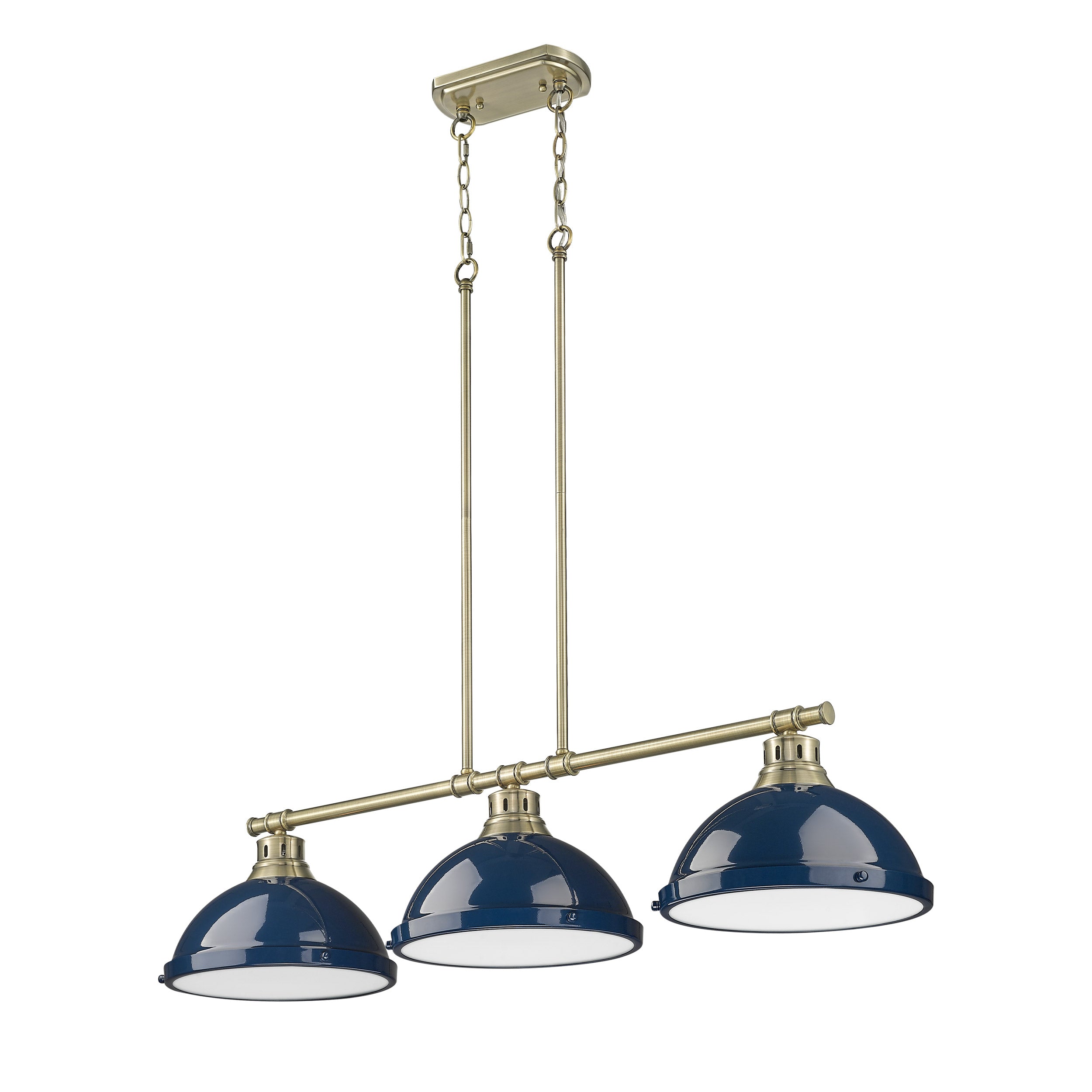 Yep by Golden Lighting Duncan 3-light Island Light in Aged Brass and Navy Blue shade - - Golden Lighting