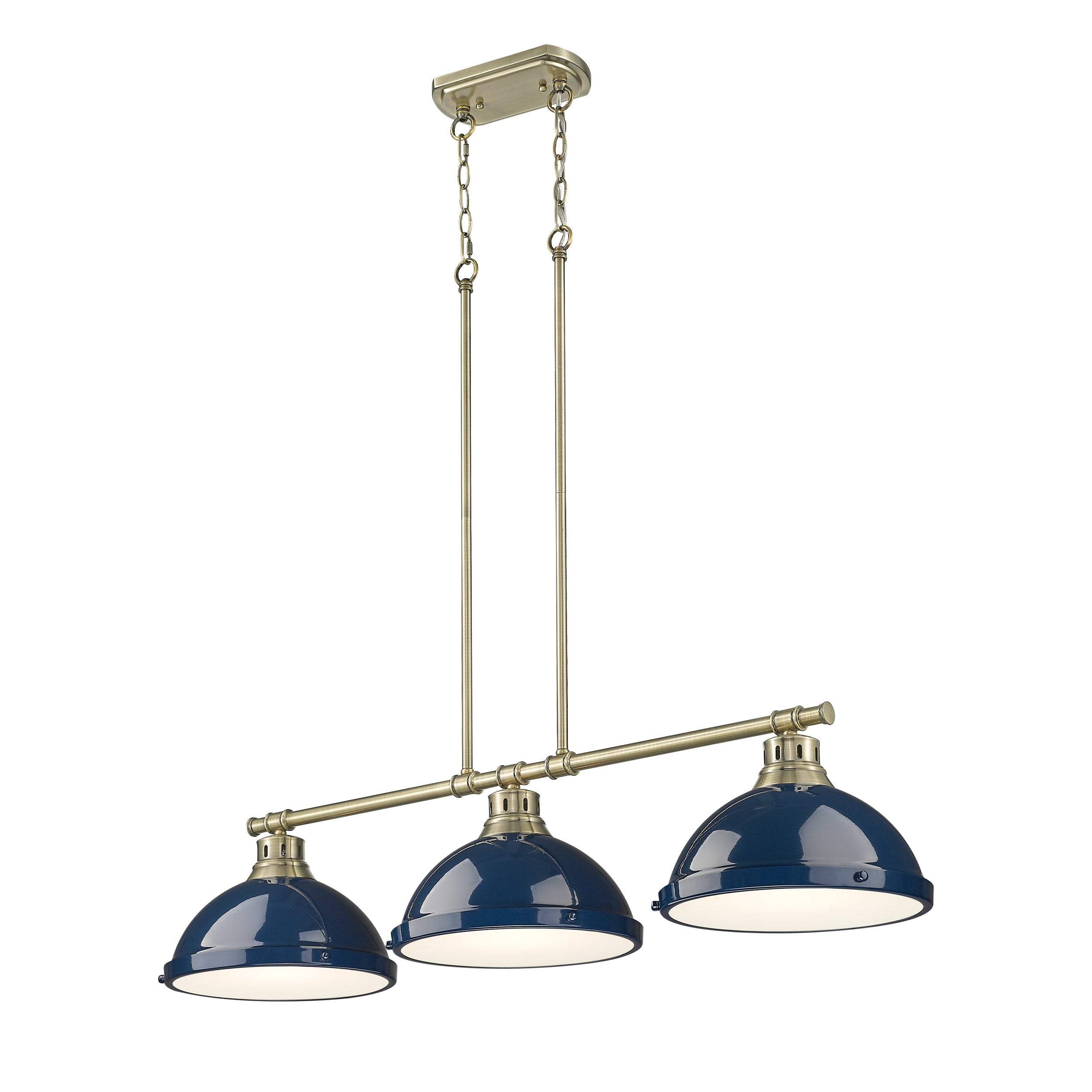 Yep by Golden Lighting Duncan 3-light Island Light in Aged Brass and Navy Blue shade - - Golden Lighting