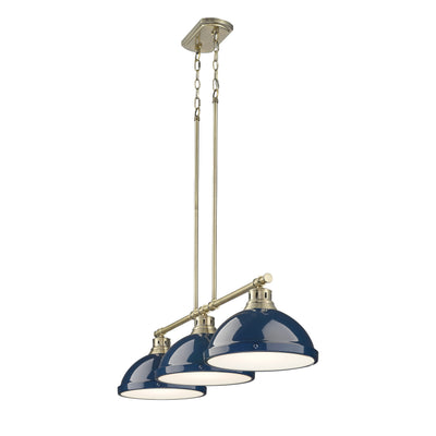 Yep by Golden Lighting Duncan 3-light Island Light in Aged Brass and Navy Blue shade - - Golden Lighting
