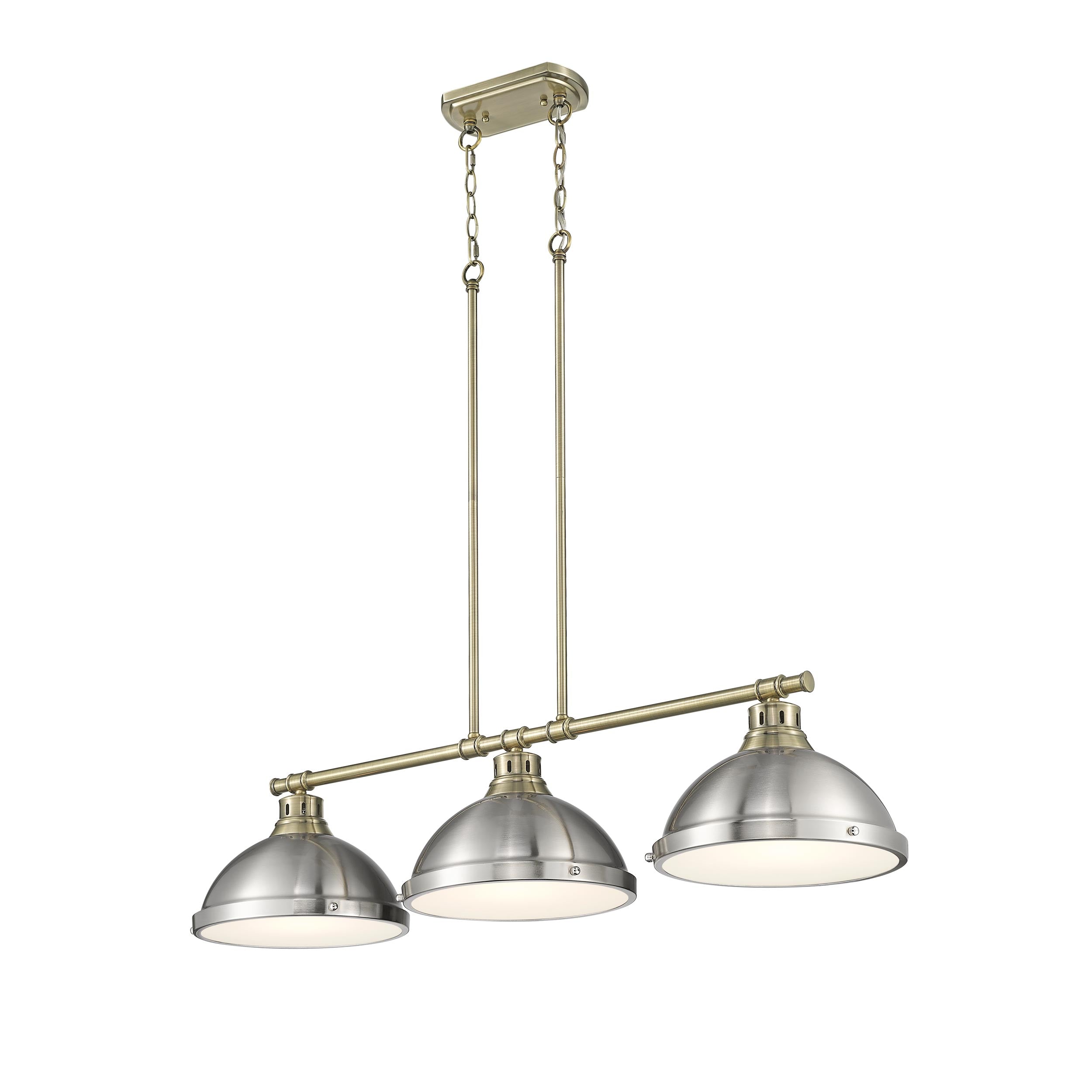 Yep by Golden Lighting Duncan 3-light Island Light in Aged Brass and Pewter shade - - Golden Lighting