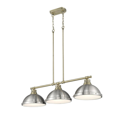 Yep by Golden Lighting Duncan 3-light Island Light in Aged Brass and Pewter shade - - Golden Lighting