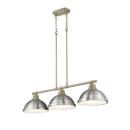 Yep by Golden Lighting Duncan 3-light Island Light in Aged Brass and Pewter shade - - Golden Lighting