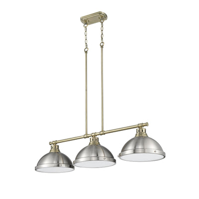 Yep by Golden Lighting Duncan 3-light Island Light in Aged Brass and Pewter shade - - Golden Lighting