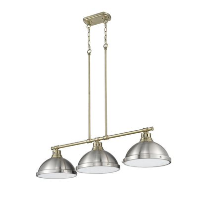 Yep by Golden Lighting Duncan 3-light Island Light in Aged Brass and Pewter shade - - Golden Lighting