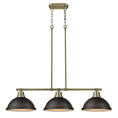 Yep by Golden Lighting Duncan 3-light Island Light in Aged Brass and Rubbed Bronze shade - - Golden Lighting