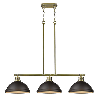 Yep by Golden Lighting Duncan 3-light Island Light in Aged Brass and Rubbed Bronze shade - - Golden Lighting