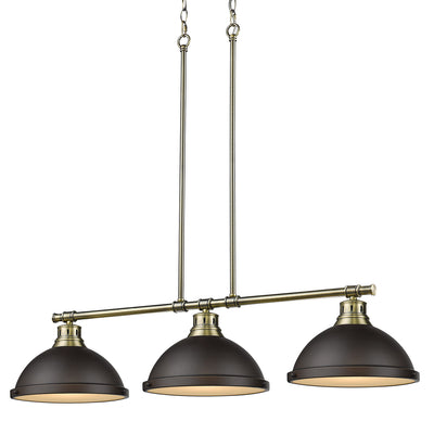 Yep by Golden Lighting Duncan 3-light Island Light in Aged Brass and Rubbed Bronze shade - - Golden Lighting