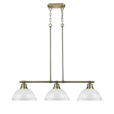 Yep by Golden Lighting Duncan 3-light Island Light in Aged Brass and White shade - - Golden Lighting