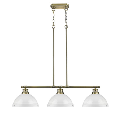 Yep by Golden Lighting Duncan 3-light Island Light in Aged Brass and White shade - - Golden Lighting