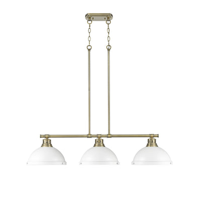 Yep by Golden Lighting Duncan 3-light Island Light in Aged Brass and Matte White shade - - Golden Lighting