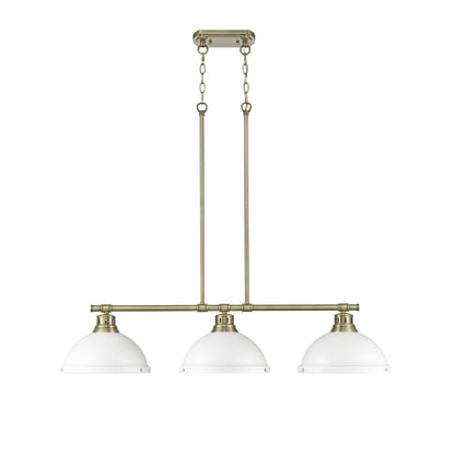 Yep by Golden Lighting Duncan 3-light Island Light in Aged Brass and Matte White shade - - Golden Lighting
