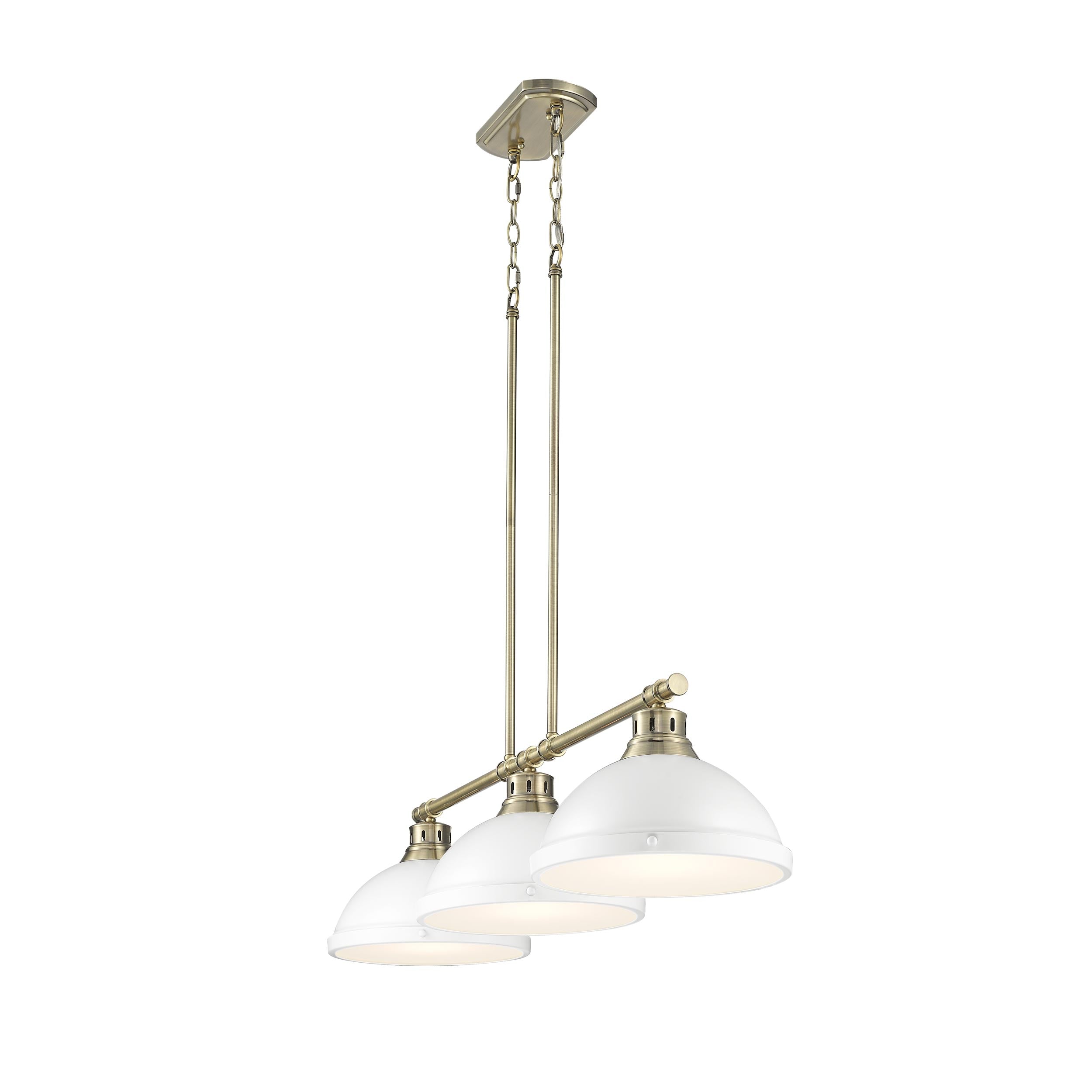 Yep by Golden Lighting Duncan 3-light Island Light in Aged Brass and Matte White shade - - Golden Lighting