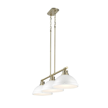 Yep by Golden Lighting Duncan 3-light Island Light in Aged Brass and Matte White shade - - Golden Lighting