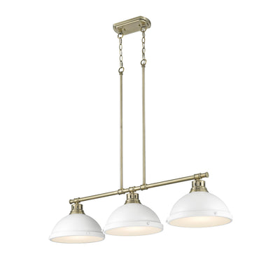 Yep by Golden Lighting Duncan 3-light Island Light in Aged Brass and Matte White shade - - Golden Lighting