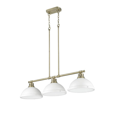 Yep by Golden Lighting Duncan 3-light Island Light in Aged Brass and Matte White shade - - Golden Lighting