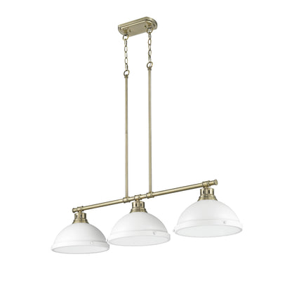 Yep by Golden Lighting Duncan 3-light Island Light in Aged Brass and Matte White shade - - Golden Lighting
