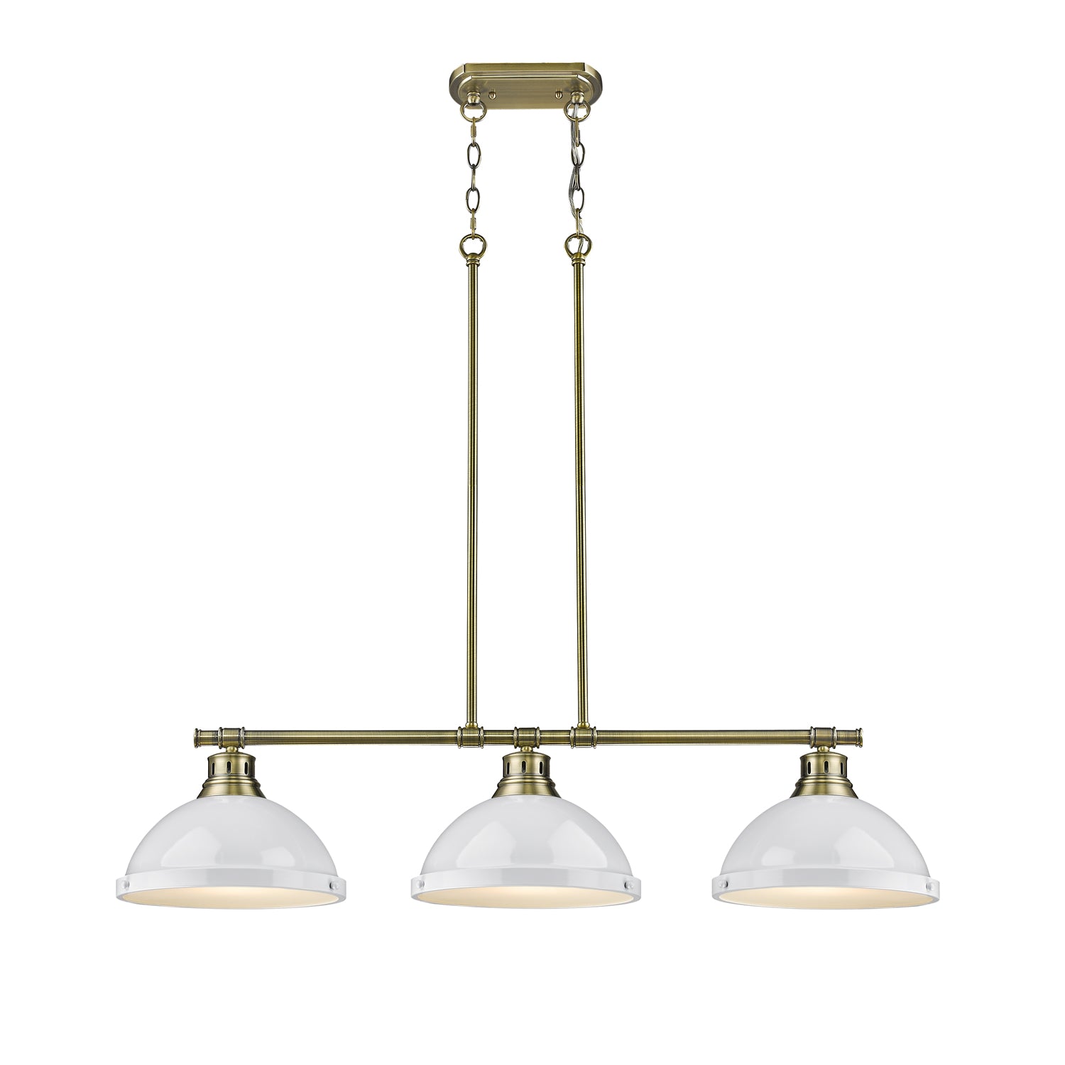 Yep by Golden Lighting Duncan 3-light Island Light in Aged Brass and White shade - - Golden Lighting