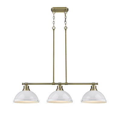 Yep by Golden Lighting Duncan 3-light Island Light in Aged Brass and White shade - - Golden Lighting