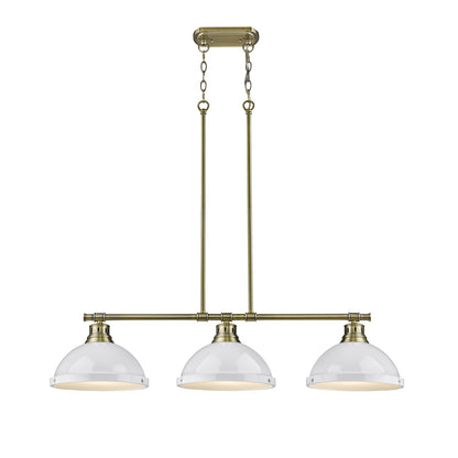 Yep by Golden Lighting Duncan 3-light Island Light in Aged Brass and White shade - - Golden Lighting