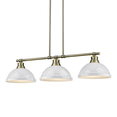 Yep by Golden Lighting Duncan 3-light Island Light in Aged Brass and White shade - - Golden Lighting