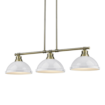 Yep by Golden Lighting Duncan 3-light Island Light in Aged Brass and White shade - - Golden Lighting