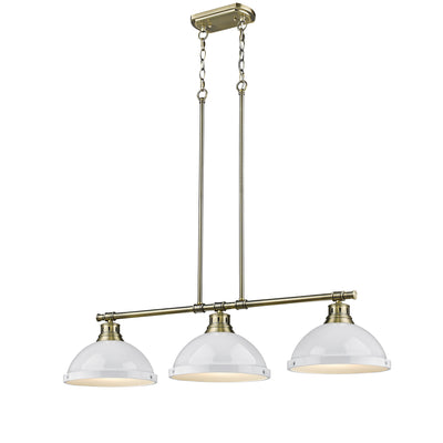 Yep by Golden Lighting Duncan 3-light Island Light in Aged Brass and White shade - - Golden Lighting