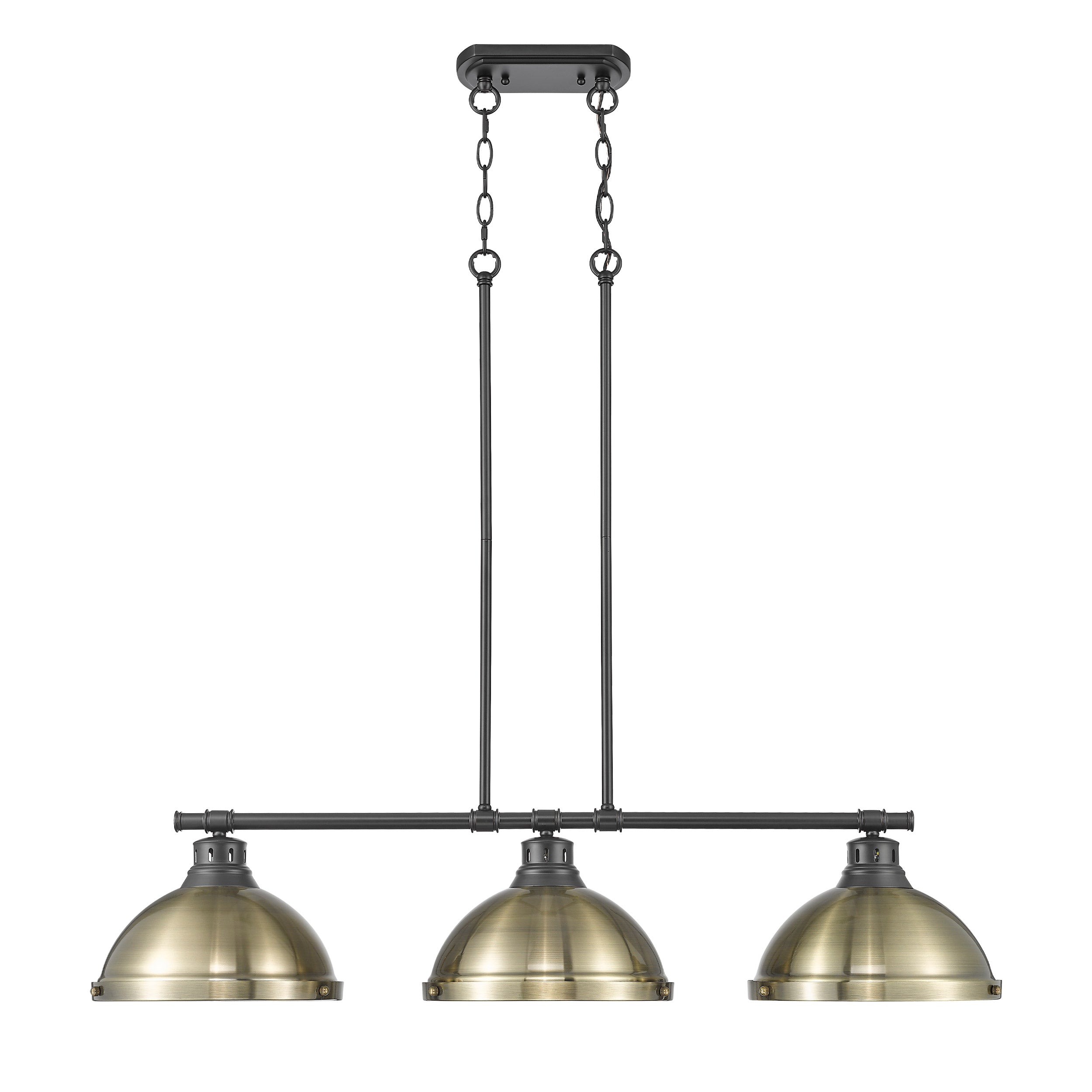 Yep by Golden Lighting Duncan 3-light Island Light in Matte Black and Aged Brass shade - - Golden Lighting