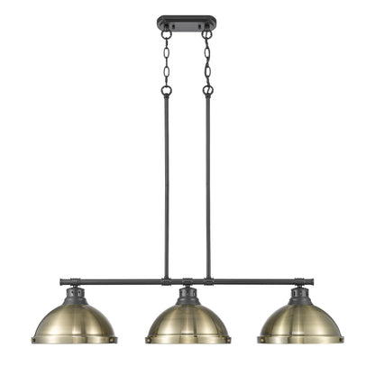 Yep by Golden Lighting Duncan 3-light Island Light in Matte Black and Aged Brass shade - - Golden Lighting