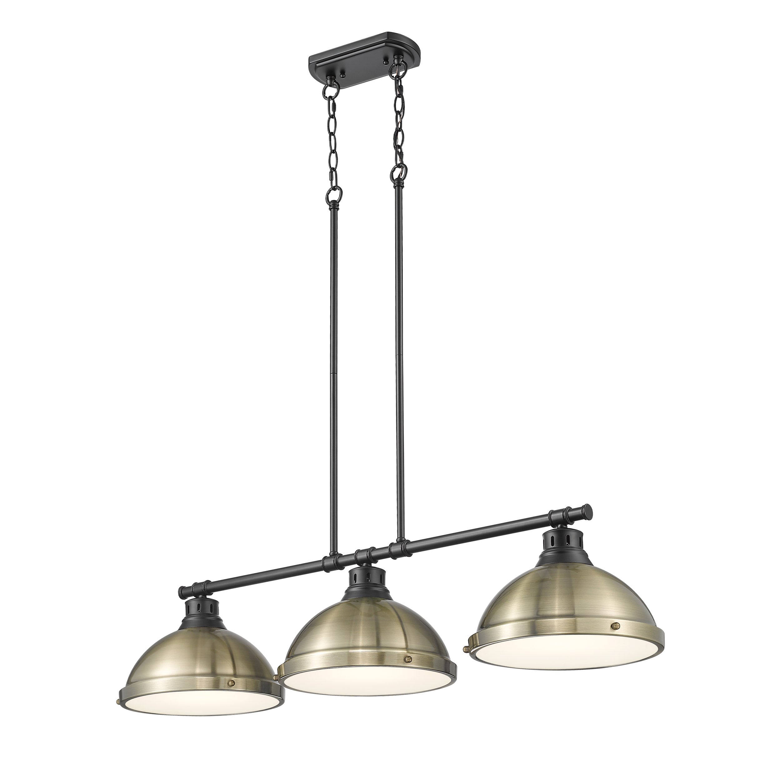 Yep by Golden Lighting Duncan 3-light Island Light in Matte Black and Aged Brass shade - - Golden Lighting