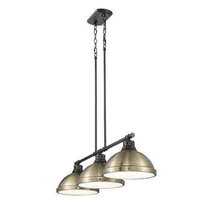 Yep by Golden Lighting Duncan 3-light Island Light in Matte Black and Aged Brass shade - - Golden Lighting