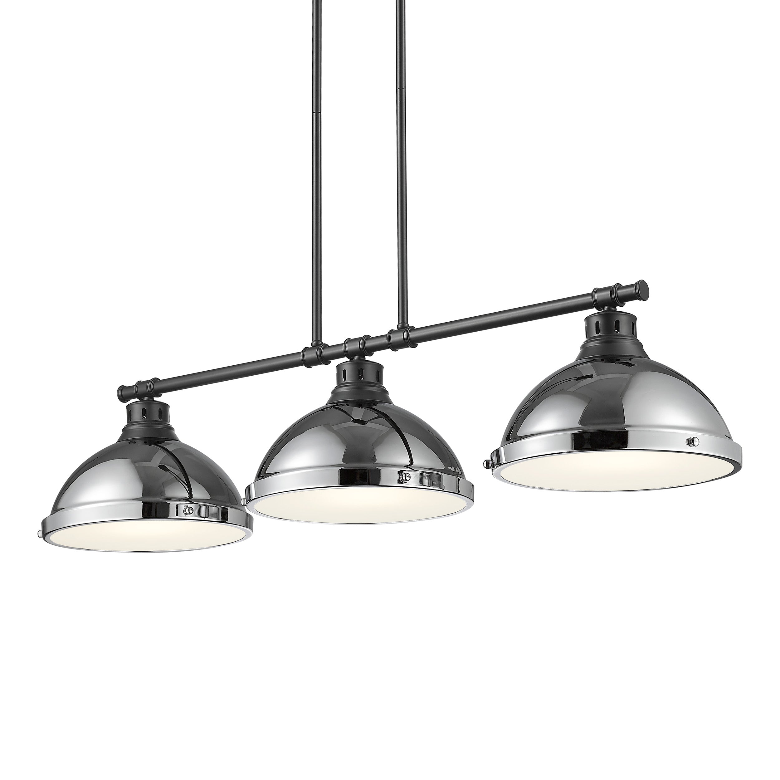 Duncan 3-light Island Light in Matte Black and Chrome shade