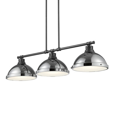 Yep by Golden Lighting Duncan 3-light Island Light in Matte Black and Chrome shade - - Golden Lighting