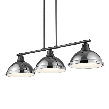 Yep by Golden Lighting Duncan 3-light Island Light in Matte Black and Chrome shade - - Golden Lighting