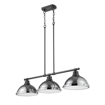 Yep by Golden Lighting Duncan 3-light Island Light in Matte Black and Chrome shade - - Golden Lighting