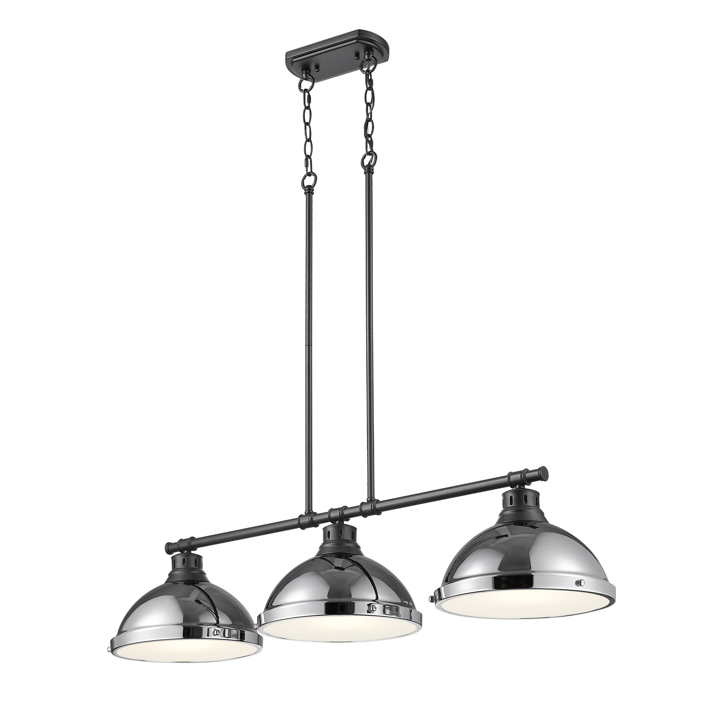 Yep by Golden Lighting Duncan 3-light Island Light in Matte Black and Chrome shade - - Golden Lighting