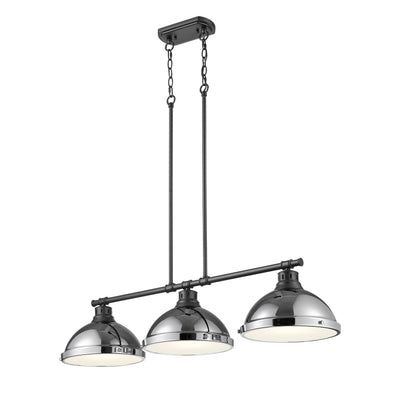 Yep by Golden Lighting Duncan 3-light Island Light in Matte Black and Chrome shade - - Golden Lighting