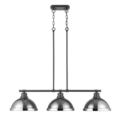 Yep by Golden Lighting Duncan 3-light Island Light in Matte Black and Chrome shade - - Golden Lighting