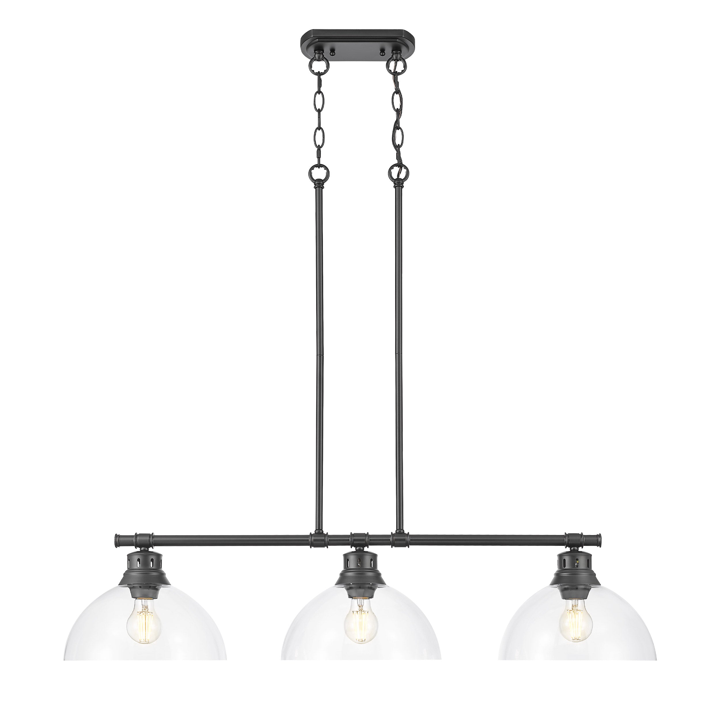 Yep by Golden Lighting Duncan 3-light Island Light in Matte Black and Clear Glass - - Golden Lighting