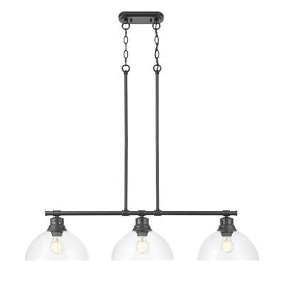 Yep by Golden Lighting Duncan 3-light Island Light in Matte Black and Clear Glass - - Golden Lighting