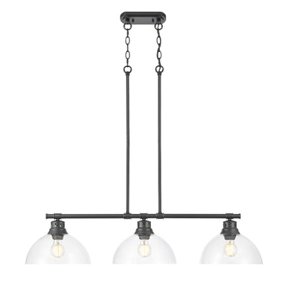 Yep by Golden Lighting Duncan 3-light Island Light in Matte Black and Clear Glass - - Golden Lighting