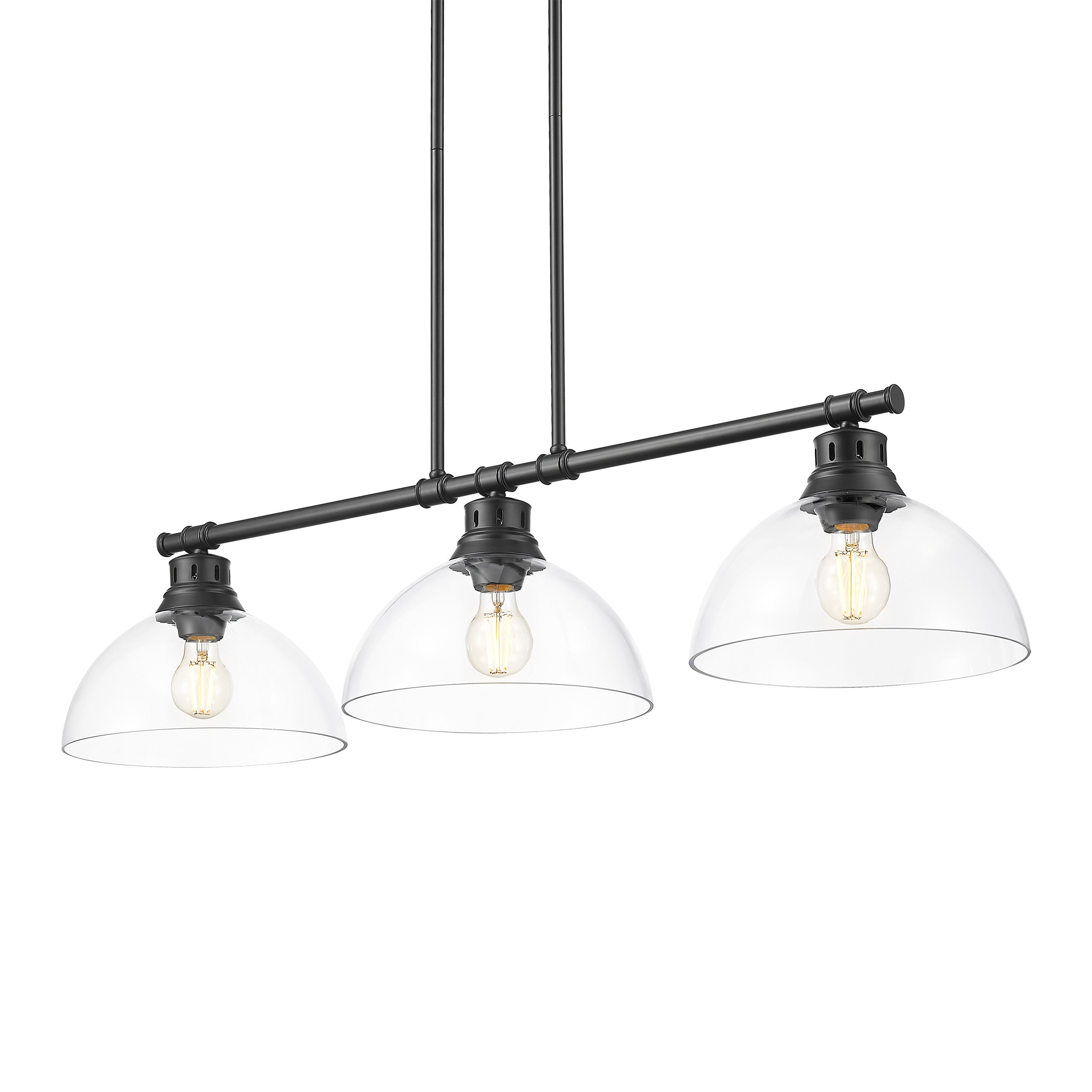 Yep by Golden Lighting Duncan 3-light Island Light in Matte Black and Clear Glass - - Golden Lighting