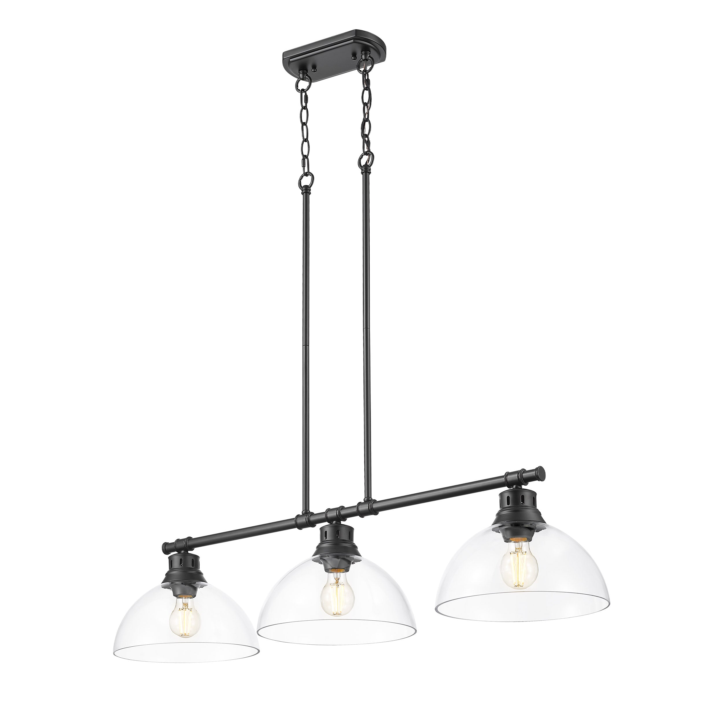 Yep by Golden Lighting Duncan 3-light Island Light in Matte Black and Clear Glass - - Golden Lighting