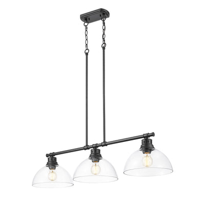 Yep by Golden Lighting Duncan 3-light Island Light in Matte Black and Clear Glass - - Golden Lighting