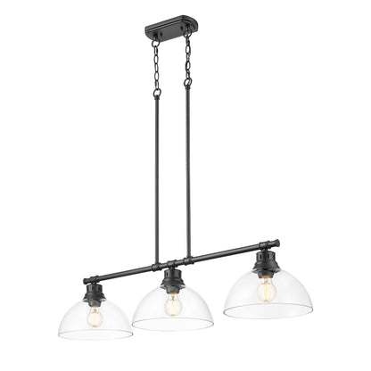 Yep by Golden Lighting Duncan 3-light Island Light in Matte Black and Clear Glass - - Golden Lighting