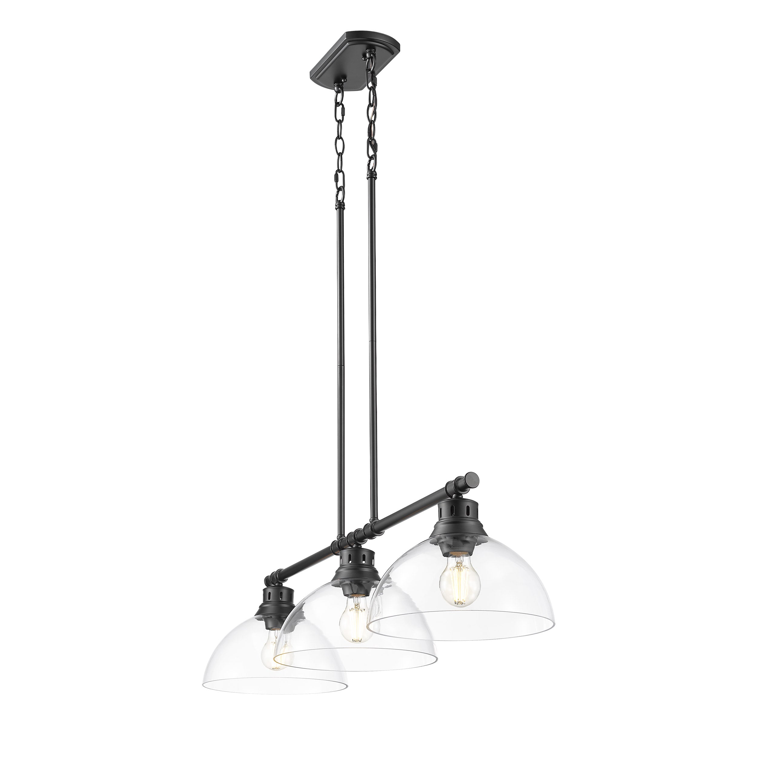 Yep by Golden Lighting Duncan 3-light Island Light in Matte Black and Clear Glass - - Golden Lighting