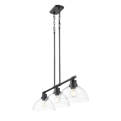 Yep by Golden Lighting Duncan 3-light Island Light in Matte Black and Clear Glass - - Golden Lighting
