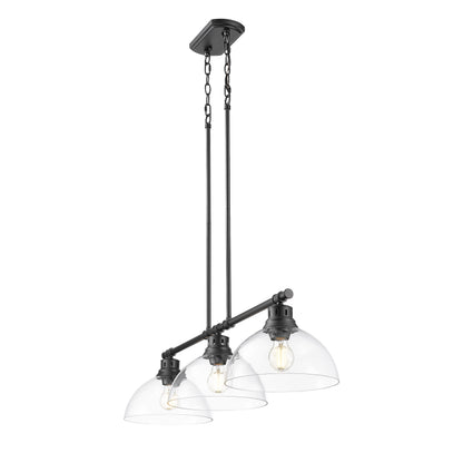 Yep by Golden Lighting Duncan 3-light Island Light in Matte Black and Clear Glass - - Golden Lighting