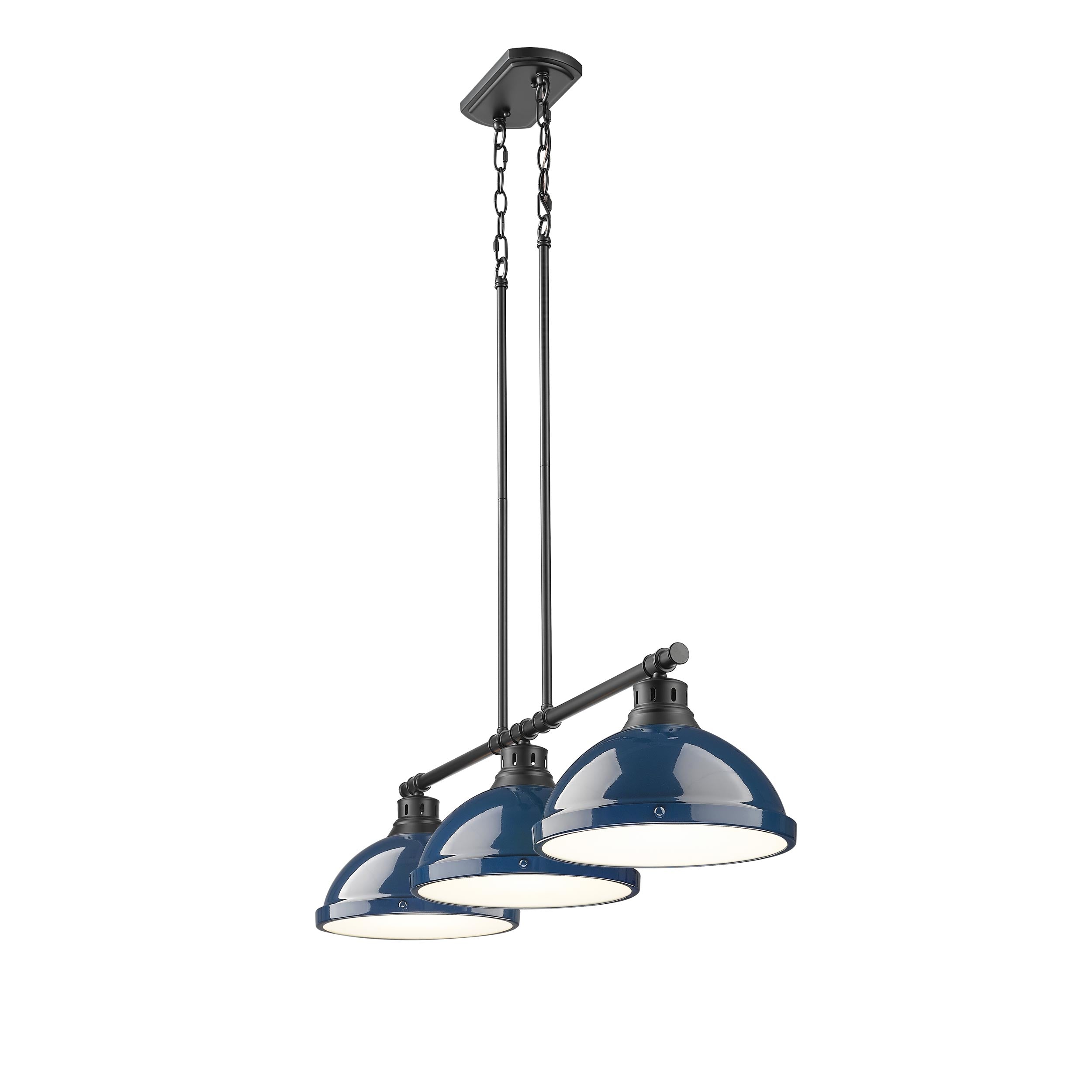 Yep by Golden Lighting Duncan 3-light Island Light in Matte Black and Navy Blue shade - - Golden Lighting
