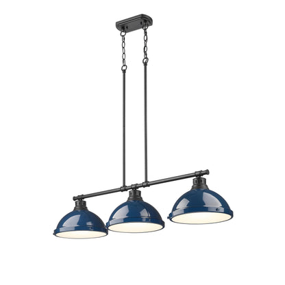 Yep by Golden Lighting Duncan 3-light Island Light in Matte Black and Navy Blue shade - - Golden Lighting